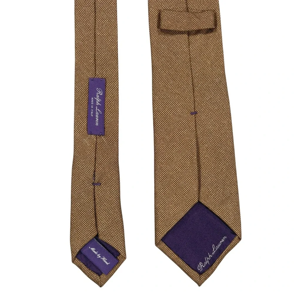 Ralph Lauren Purple Label Silk Cashmere Tie Brown Pin Dot Necktie Italy